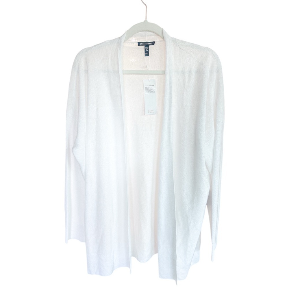 Eileen Fisher Organic Linen Long Cardigan White NWT - Sz M